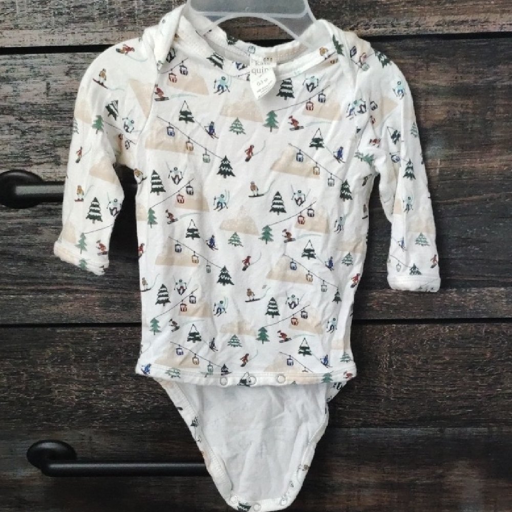 Kate Quinn White Bodysuit with Ski Print